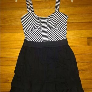 6 Degrees Black White Stripe Bustier Corset Dress With Tiered Layered Skirt Sz S